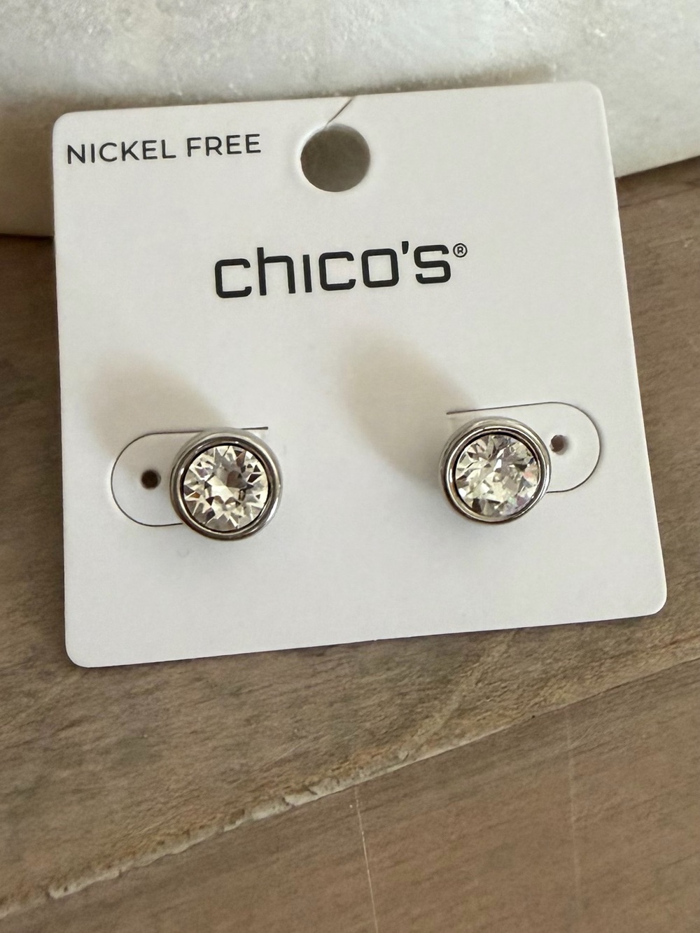 NEW Chico's silver tone crystal stud earring - Never worn